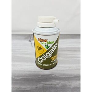 Colgate Aloe Shave Cream Made in USA Green Can with Cap Vintage New Old Stock